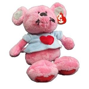 TY Classic Patter Mouse Plush Toy Pink 10 in. With Tags Soft Animal Beanie